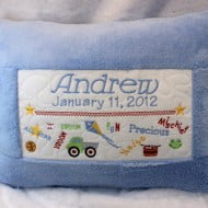 Birth Sampler Pillow Boy (6×10)