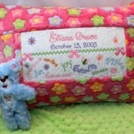 Girl Birth Sampler Pillow (6×10)
