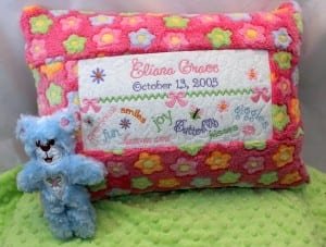 Girl Birth Sampler Pillow (6×10)