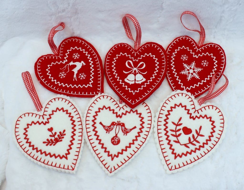 Hearts Christmas Ornaments 4×4 · Oma's Place