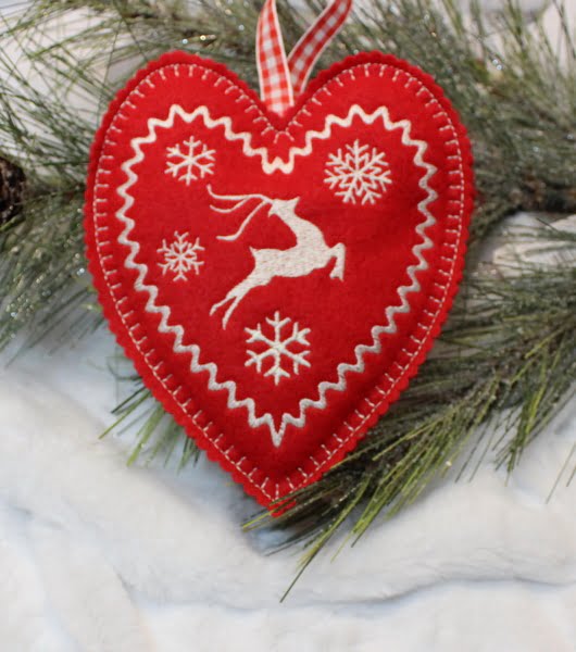  Handmade Felt Hearts, Christmas Tree Ornaments