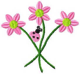 Simple pink flower free embroidery design - Free embroidery