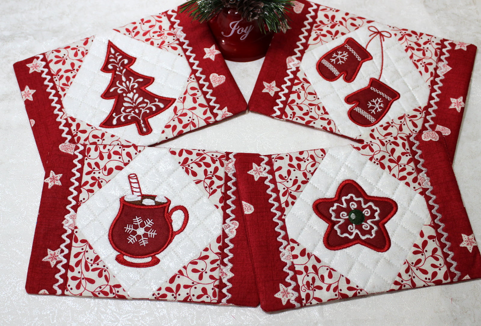 Nordic Winter Mug Rugs · Oma’s Place Machine Embroidery Designs