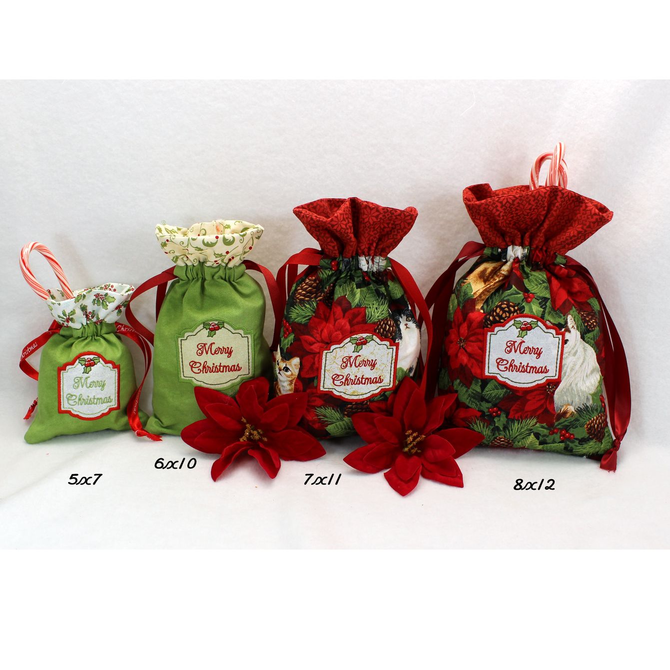 Christmas Drawstring Gift Bags For Goodie Bag Party Treat 6x9.8in 海外最新