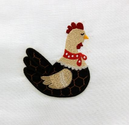 Chicken and Eggs Vintage Applique Embroidery Design