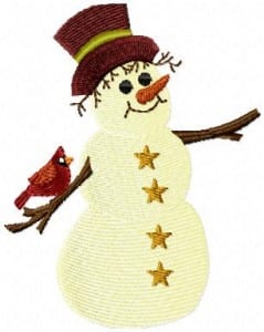 Snowman with Cardinal