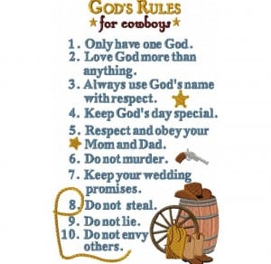 Ten Commandments for Cowboys 5×7