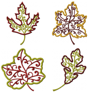 Elegant Outline Leaves (4×4) · Oma’s Place Machine Embroidery Designs