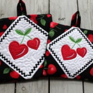 Heart Cherries Potholders (6x6 & 7x7)