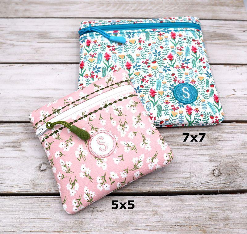 Wholesale Rectangle Floral Embroidery Cloth Zipper Pouches 