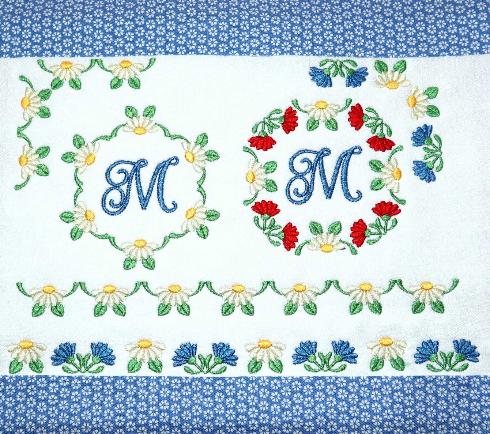 Roses and forget-me-nots Corners Machine Embroidery Set - 3 sizes