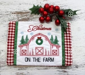 Sketch Christmas on the Farm Mug Rug (5×7)