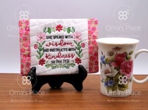 Wisdom Mug Rug (5×7)